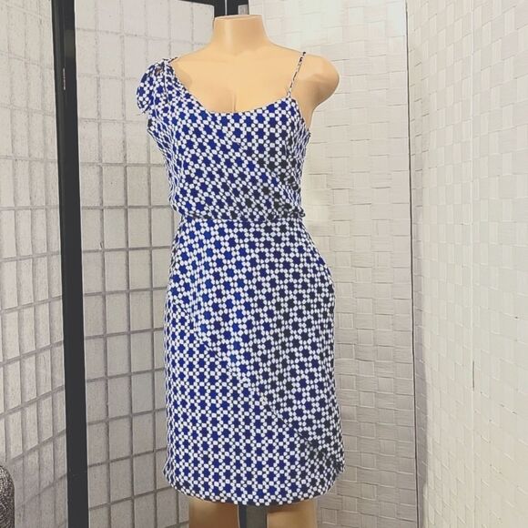 BRAND NEW BANANA REPUBLIC TIE-SHOULDER GEOMETRIC DRAPE DRESS - Picture 9 of 13